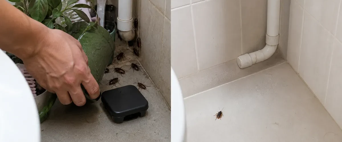 Bathroom cockroach route before sharply lower monitor counts afterward